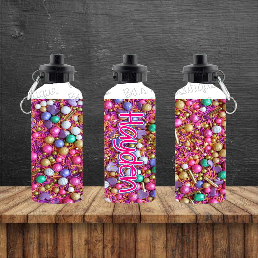 Candy Sprinkle with name sublimated water bottle