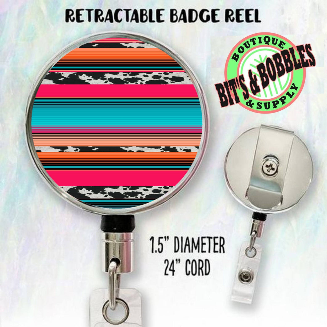 serape cow hide badge reel