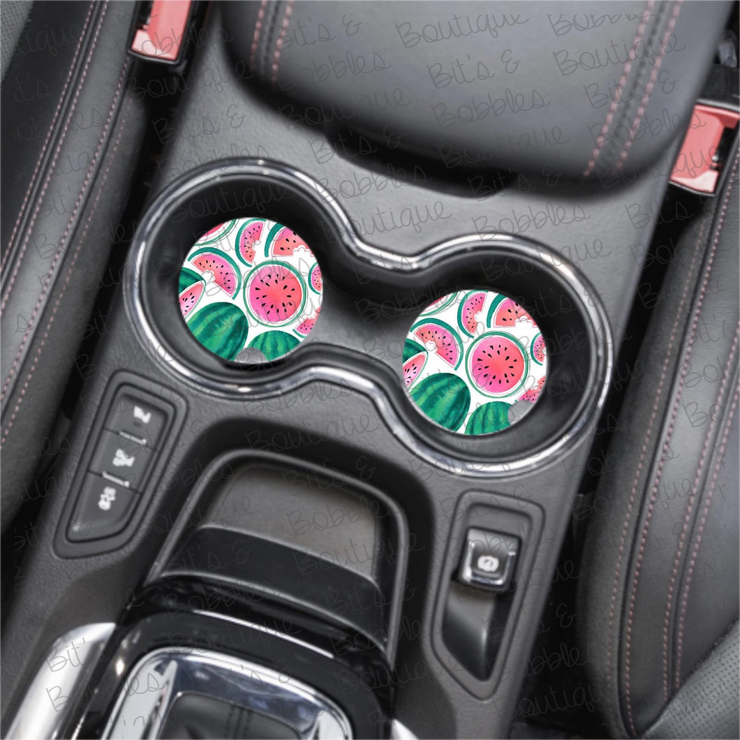 watermelon pattern set of 2 car coasters