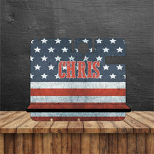 Load image into Gallery viewer, American flag distressed name docking station
