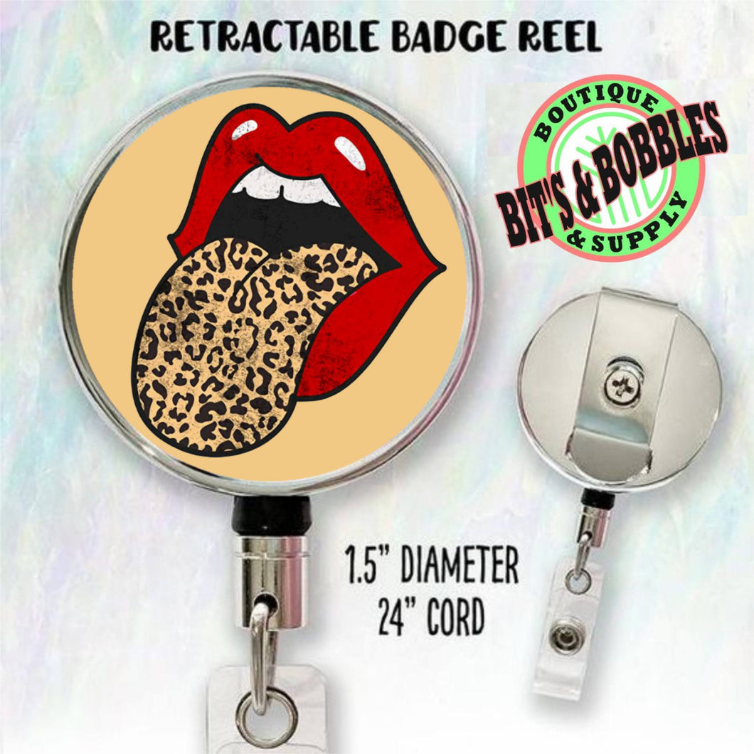 leopard lips badge reel
