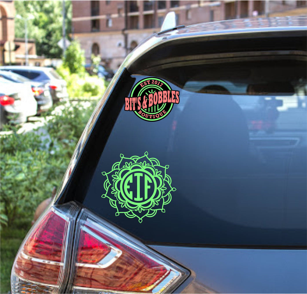mandala monogram decal