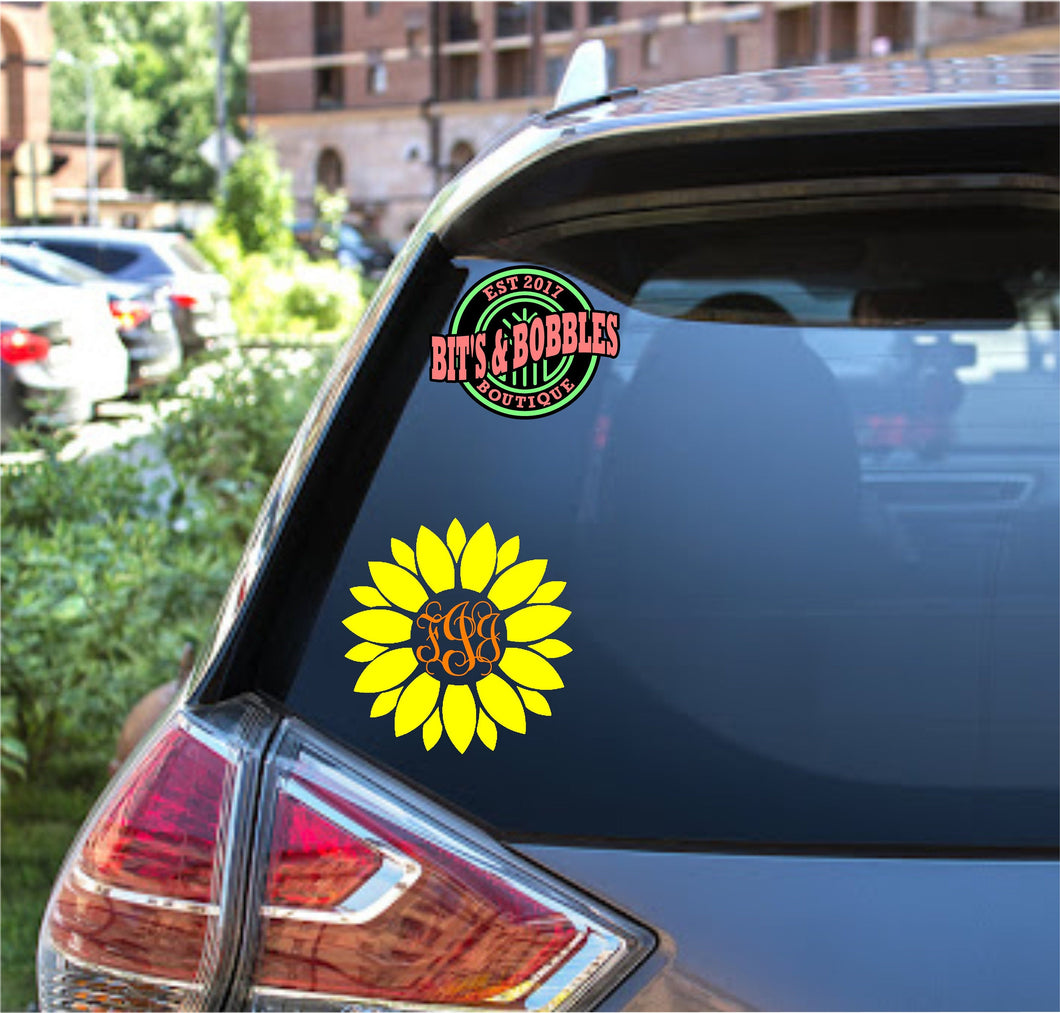 sunflower monogram decal
